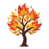 Imaginative Tree with Fire Flame Leaves in a Fantastical Design vector