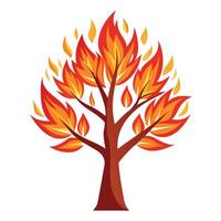 Fire Flame Leaves Design for Flat Tree Style vector