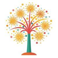 Fireworks Exploding as Leaves Design for Flat Tree Style vector