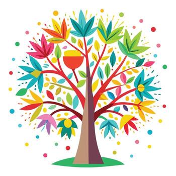 Fireworks Explosion Leaves Generate Design for Flat Tree vector