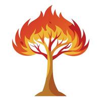 Flat Tree Design with Flames as the Canopy for a Dynamic Tree vector