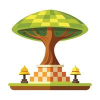 Design with Floating Chessboard Canopy for Flat Tree vector