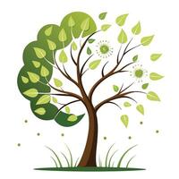 Design Floating Dandelion Seeds as Leaves for Flat Tree Style vector