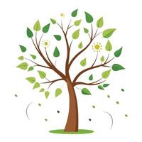 Floating Dandelion Seeds as Leaves for Flat Tree Design Style vector