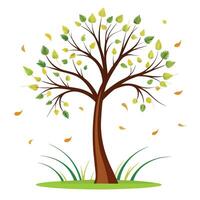 Flat Tree Design with Floating Dandelion Seeds as Leaves Style vector