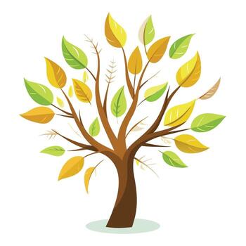 Floating Feather Leaves Generate Design for Flat Tree Style vector