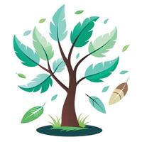 Generate Floating Feather Leaves for Flat Tree Style and Isolated on a white Background vector