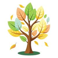 Floating Feather Leaves for Flat Tree Generate Design Style vector