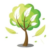 Generate Floating Feather Leaves for Flat Tree Style vector