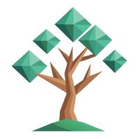 Flat Tree Design with Floating Geometric Branches Style vector