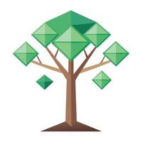 Design Floating Geometric Leaf Shapes for Flat Tree Style vector