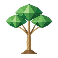 Flat Tree Design with Floating Geometric Leaf Shapes Style vector