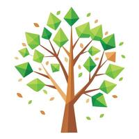 Floating Geometric Leaves for Flat Tree Generate Design Style vector