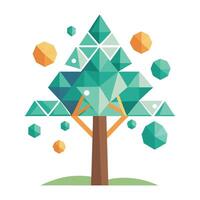 Create Floating Geometric Leaves for Flat Tree Style vector