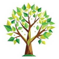 Flat Tree Design with Floating Geometric Leaves Generate Style vector