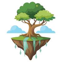 Floating Island as Roots for Flat Tree Design Style vector