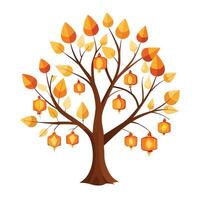 Floating Lantern Leaves Create Design for Flat Tree Style and Isolated on white Background vector