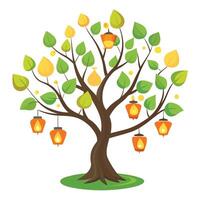 Floating Lantern Leaves for Flat Tree Design Style and Isolated on a white Background vector