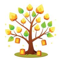 Create Floating Lantern Leaves for Flat Tree Style and isolated background vector