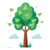 Design Floating Paper Airplane Leaves for Flat Tree Style vector