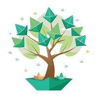 Generate Floating Paper Boat Leaves for Flat Tree Style vector