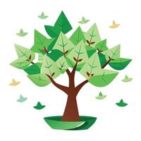 Generate Floating Paper Boats as Leaves for Flat Tree Style vector