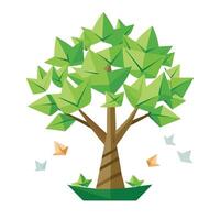 Floating Paper Boat Leaves Generate Design for Flat Tree Style vector