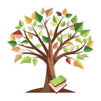 Floating Paper Leaves for a Literary Tree Design for Flat Tree Style vector