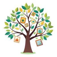 Floating Polaroid Picture Leaves for Flat Tree Design Style vector