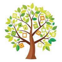 Design Floating Polaroid Picture Leaves for Flat Tree Style vector