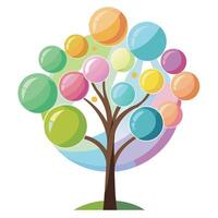 Design Floating Soap Bubble Leaves for Flat Tree Style vector