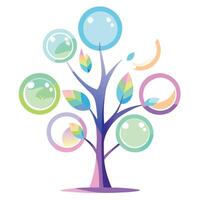Floating Soap Bubble Leaves for Flat Tree Design Style Isolated on a white Background vector