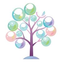Floating Soap Bubble Leaves Create Design for Flat Tree Style vector