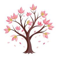 Flat Tree Design with Flower Petals as Leaves Style vector