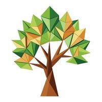 Folded Origami Leaves for Flat Tree Design Style vector