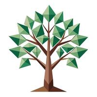 Flat Tree Design with Folded Origami Leaves Style vector