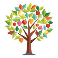 Fruit Shaped Geometric Leaves Design for Flat Tree Style vector