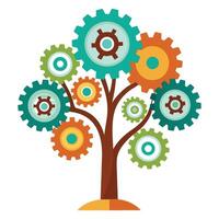 Mechanical tree concept with a full canopy constructed from gears and cogs vector