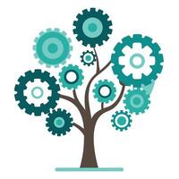 Industrial tree artwork with precisely interlocked gears forming its detailed foliage vector