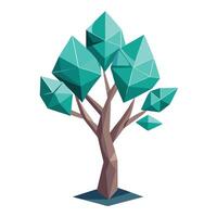 Modern tree artwork with geometric low polygonal crystal structures as foliage vector