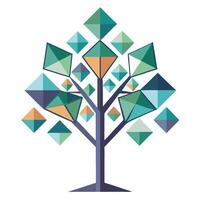 Unique tree graphic featuring multiple geometric shapes as its leaf design vector