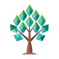 Modern tree illustration with geometric leaf patterns and fresh water pearls vector