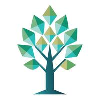 Unique tree graphic featuring geometric leaves highlighted with tiny water beads vector
