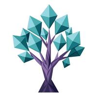 Unique tree graphic featuring geometric low poly crystal designs for its leaves vector