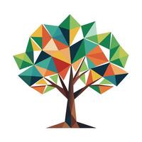 Modern tree artwork with geometric polygonal patterns as its abstract foliage vector
