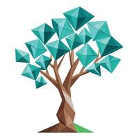 Abstract tree illustration with geometric low poly crystalline forms as leaves vector