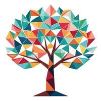 Unique tree graphic featuring multiple geometric polygons as its leaf design vector