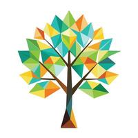 Abstract tree with geometric polygon shapes forming its unique leaves vector