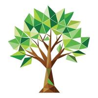 Digital tree artwork with geometric polygonal shapes for technology themes vector