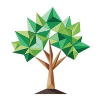 Digital tree artwork generated with geometric polygonal shapes as foliage vector